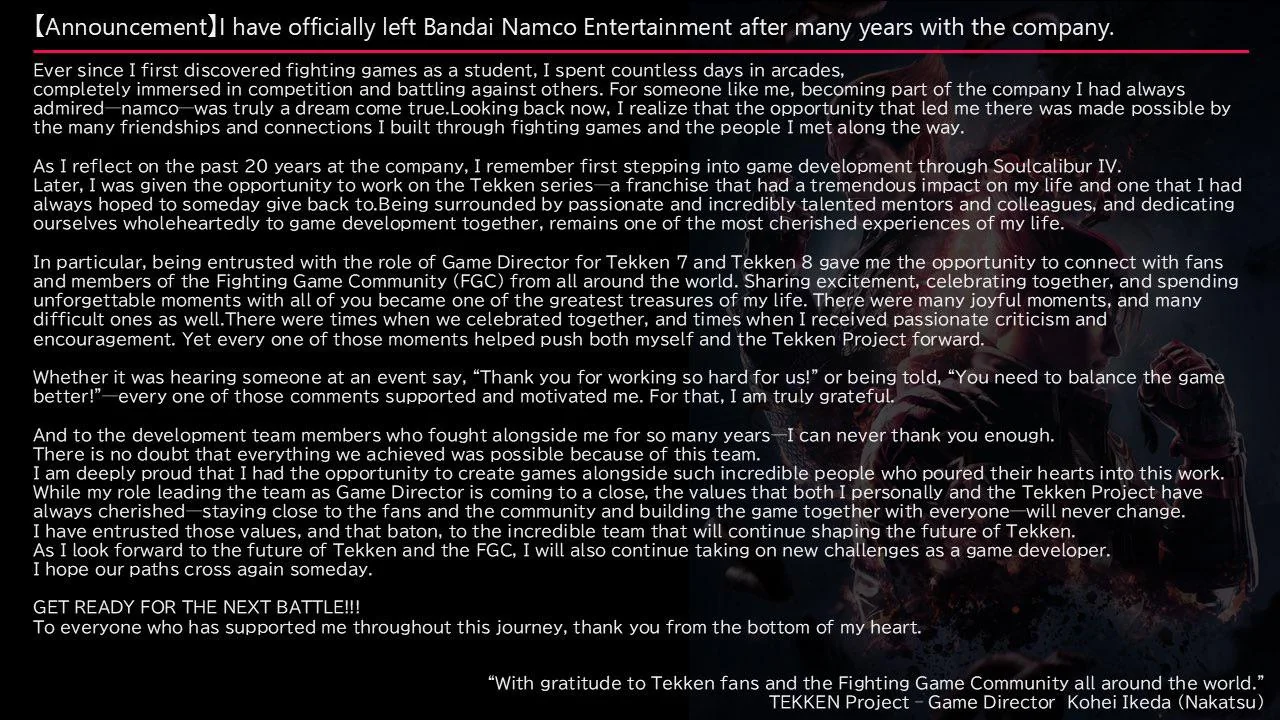 Ikeda deja Banda Namco