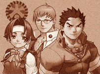 Retrato Hinata, Kyosuke y Batsu Rival Schools