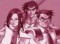 Retrato Kyoko, Hayato e Hideo Rival Schools